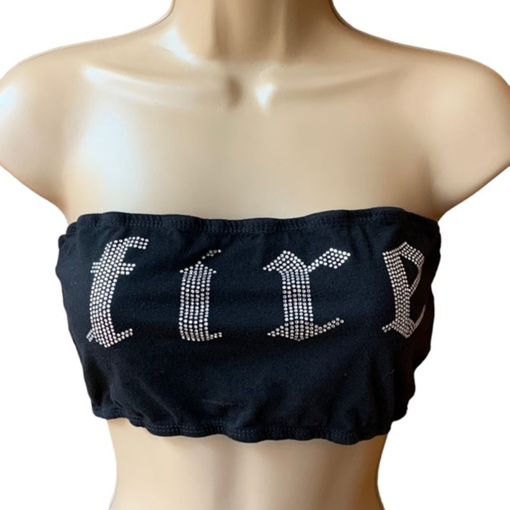 Fire‎ Black Sparkly Bandeau Top M